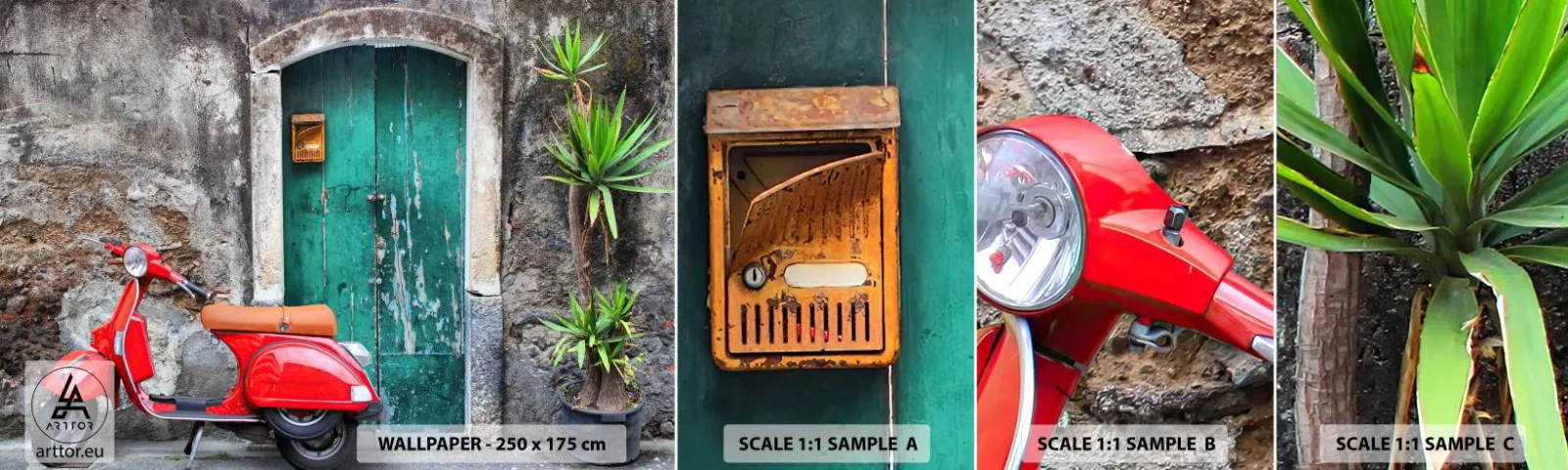 Fototapeta Vzorek Standard Eco - Italské prázdniny - Automobilový průmysl, Koloběžka, Itálie - 100x30 cm