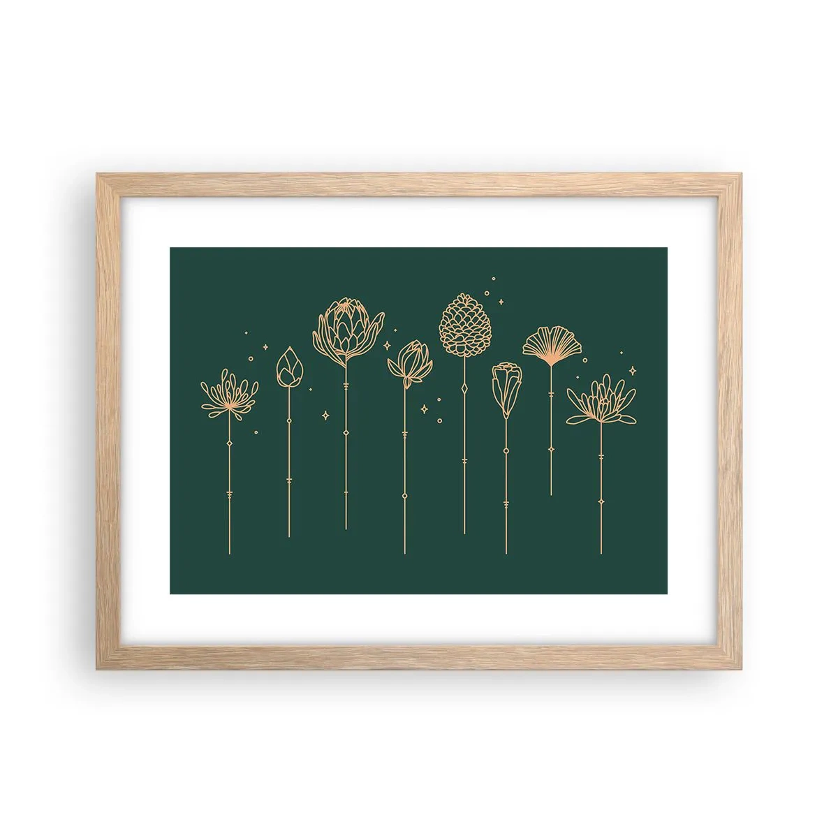 Plakát v rámu světlý dub - Bylinky - 40x30 cm