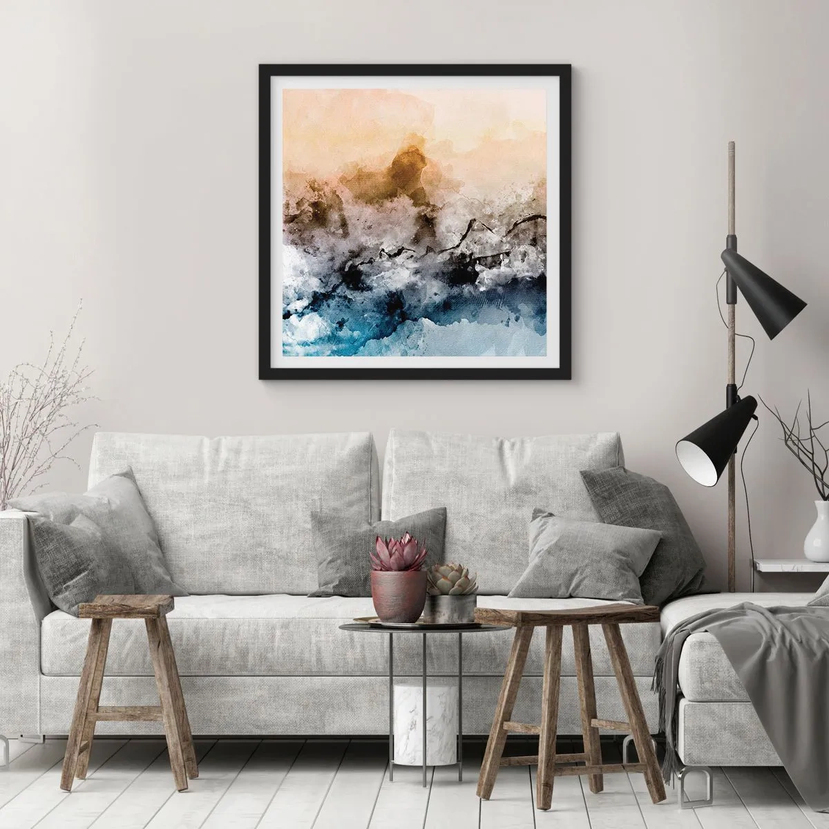 Plakát v černém rámu - Ponořené do mračna mlhy - 40x40 cm