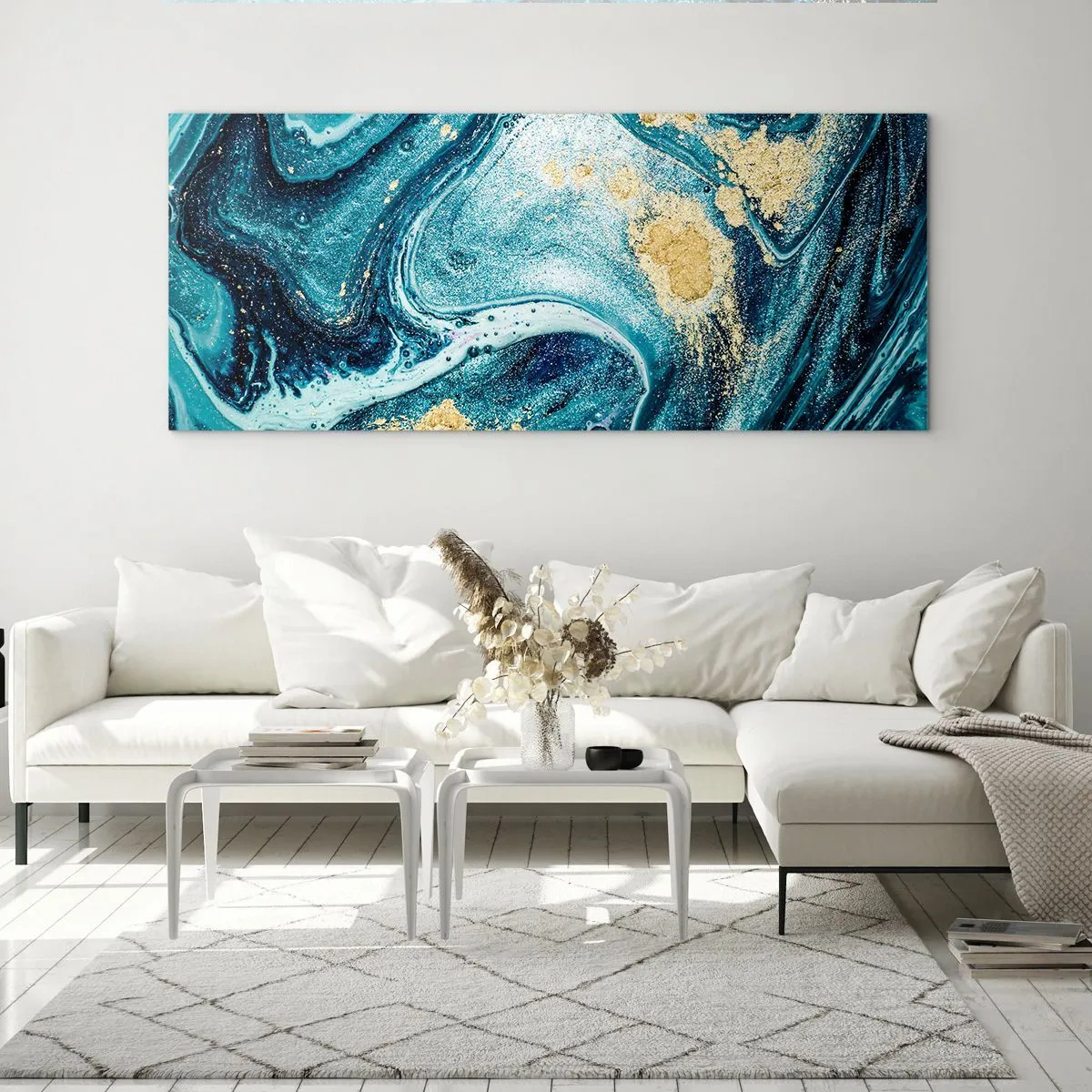 Obraz na skle - Modrý vír - 100x40 cm