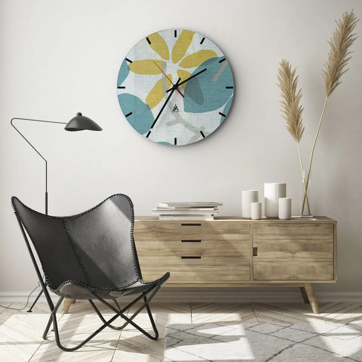 Nástěnné hodiny - Mezi azurovými listy - 40x40 cm