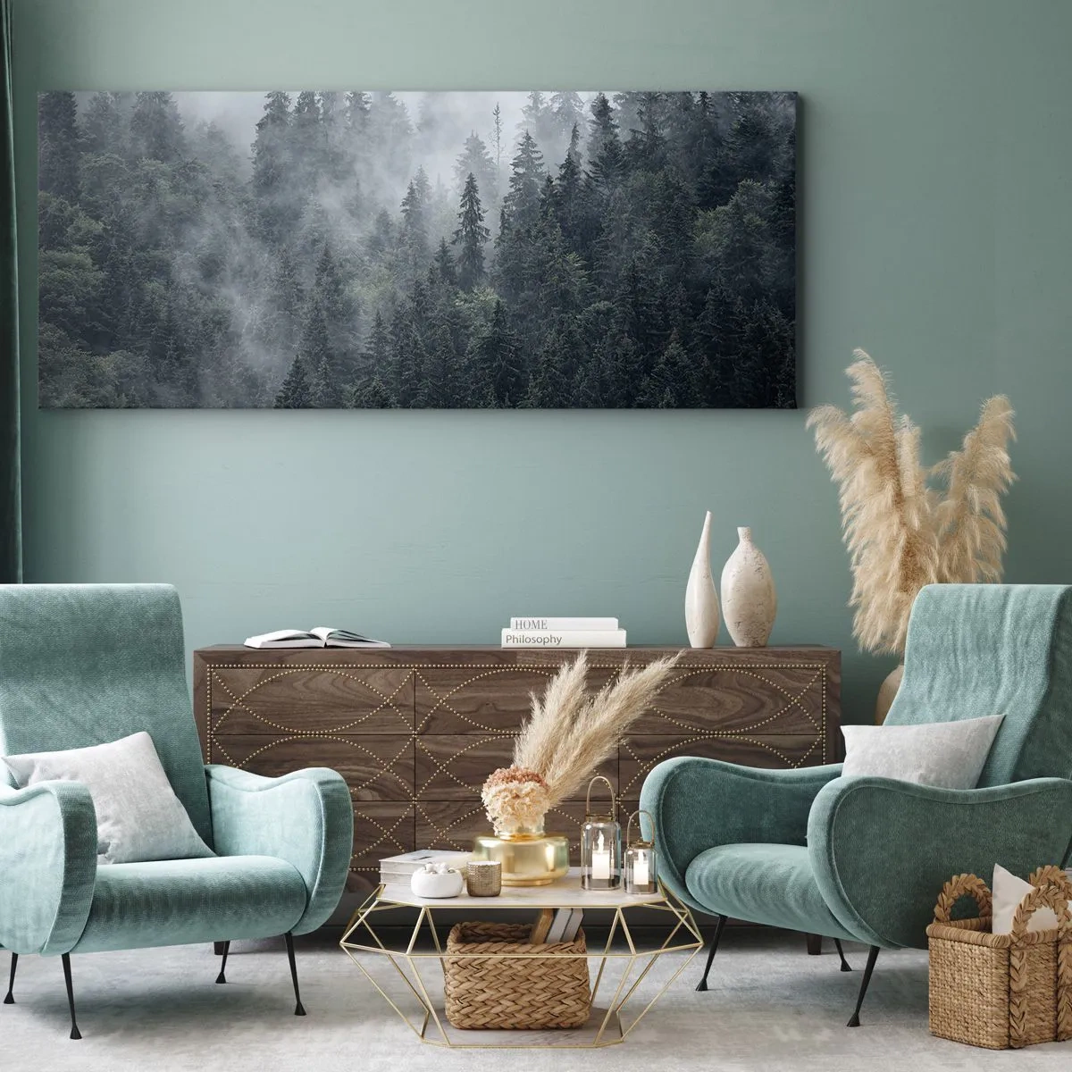 Obraz na plátně - Lesní svítání - 140x50 cm