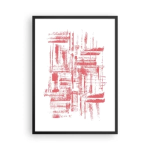 Plakát v černém rámu - Červené geometrické čáry na bílém pozadí - 50x70cm - Červené město - Moderní nástěnná dekorace do obývacího pokoje a ložnice ARTTOR