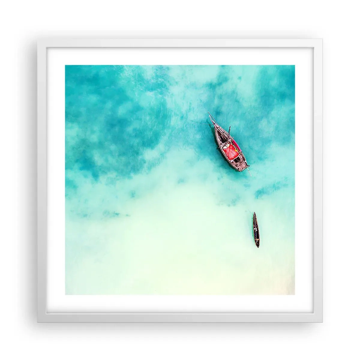 Plakát v bílém rámu - Protože na plážích Zanzibaru, když je přebytek vody… - 50x50 cm