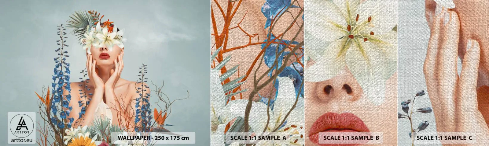 Vzor Fototapety Premium Canvas - Žena – květina - Abstrakce, Žena, Květiny - 100x30 cm