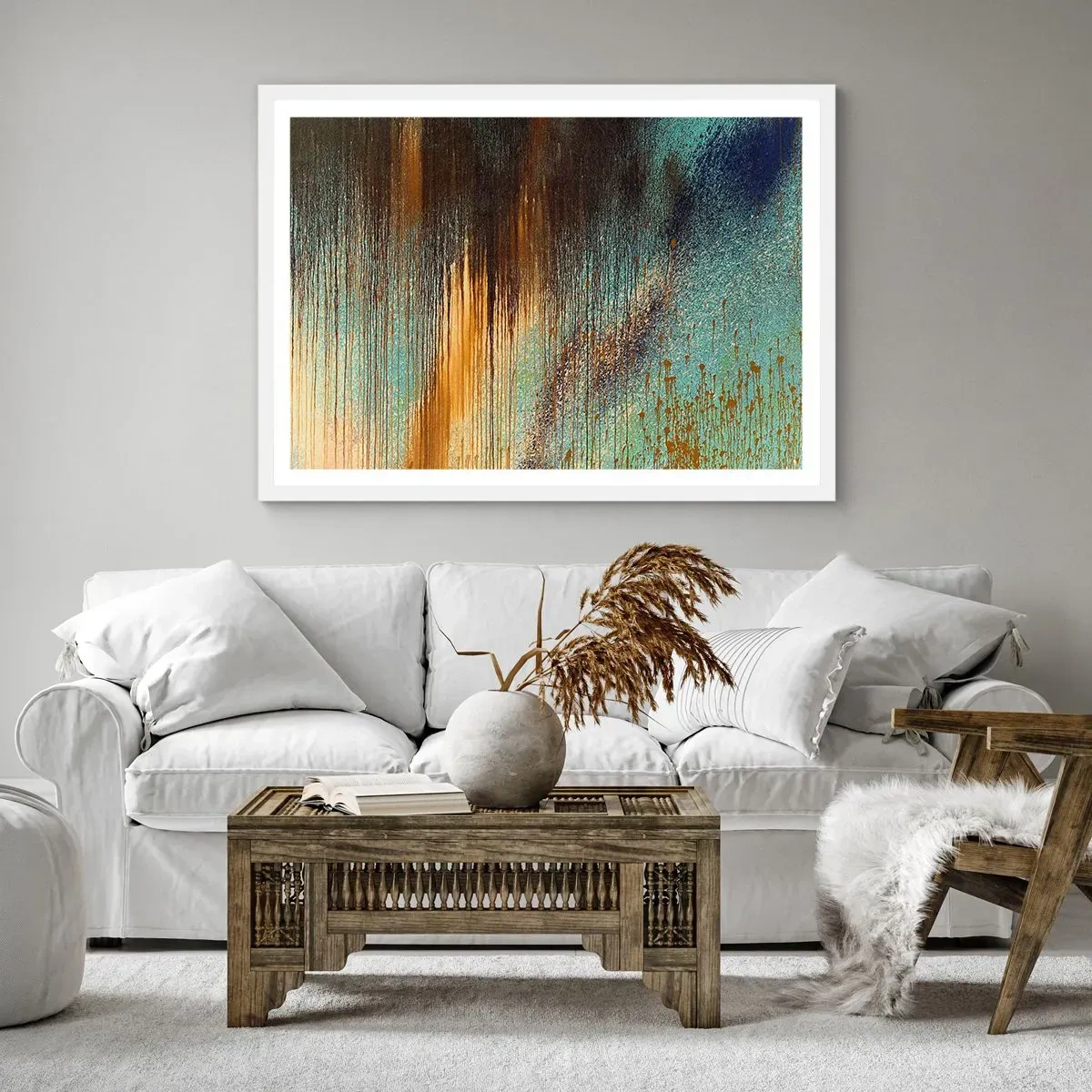 Plakát v bílém rámu - Nenáhodná barevná kompozice - 100x70 cm