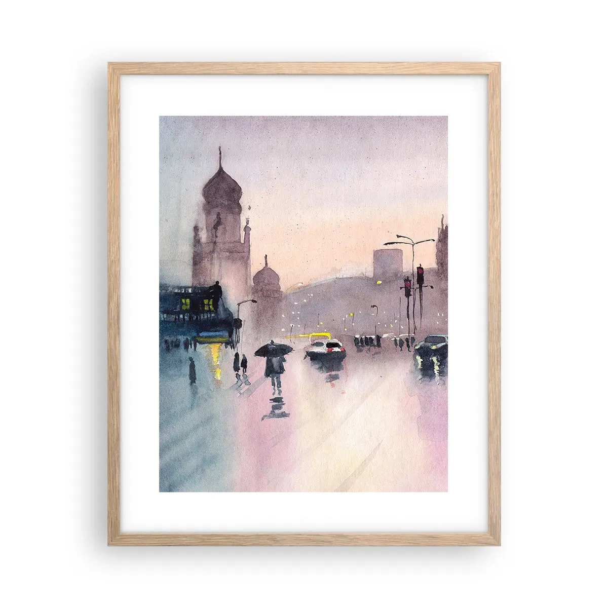 Plakát v rámu světlý dub - V deštivém oparu - 40x50 cm