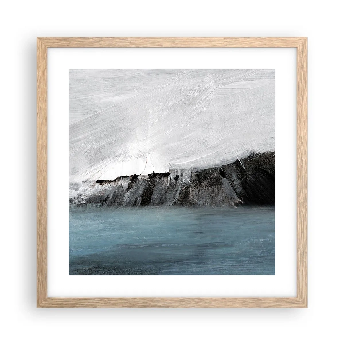 Plakát v rámu světlý dub - Voda – země: střet živlů - 40x40 cm