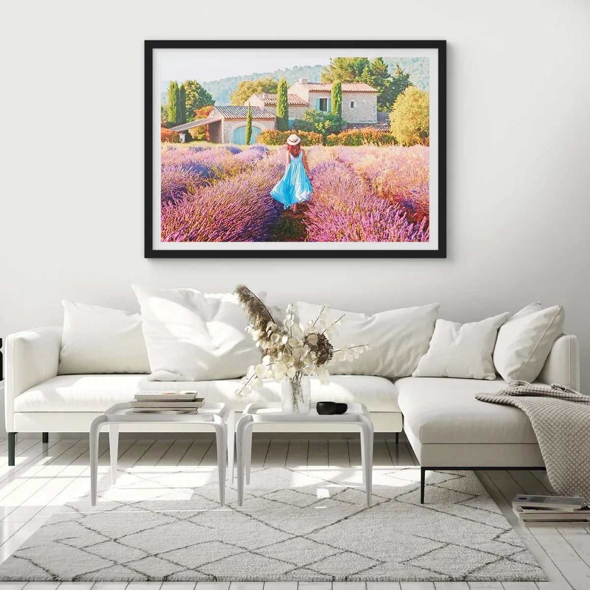 Plakát v černém rámu - Levandulová dívka - 70x50 cm