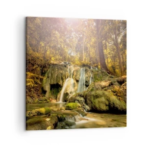 Obraz na plátně - Lesní vodopád v zelené - 60x60 cm