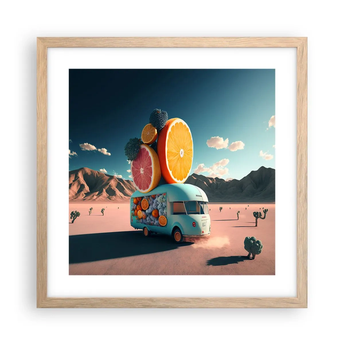 Plakát v rámu světlý dub - Chuť prázdnin - 40x40 cm