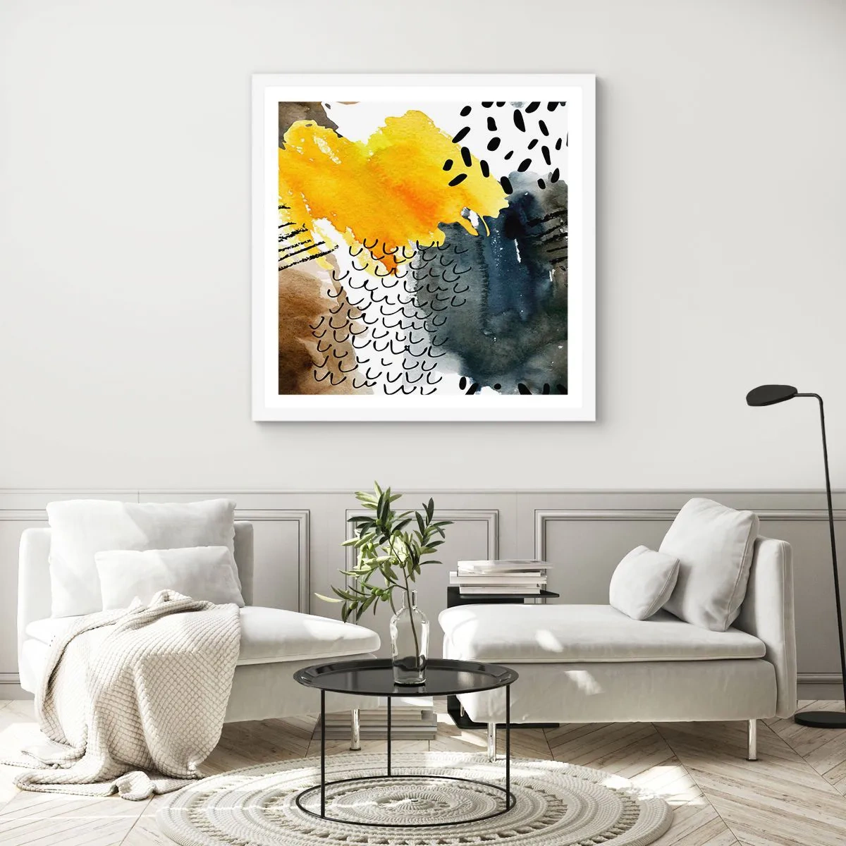 Plakát v bílém rámu - Setkání živlů - 60x60 cm