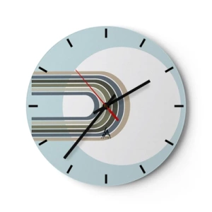 Nástěnné hodiny - Grafické čáry ve tvaru magnetu na modrém pozadí - 30x30cm - Neodolatelná přitažlivost - Moderní nástěnná dekorace do obývacího pokoje, kuchyně a ložnice ARTTOR