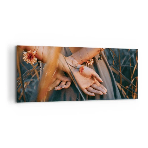 Obraz na plátně - Propojená s přírodou - 100x40 cm