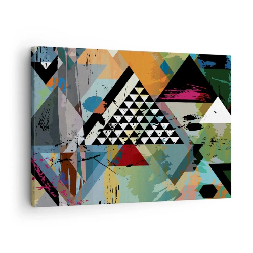 Obraz na plátně - Abstraktní kompozice geometrických tvarů a barev. - 70x50cm - Jak je to snadné - Moderní nástěnná dekorace do obývacího pokoje a ložnice ARTTOR
