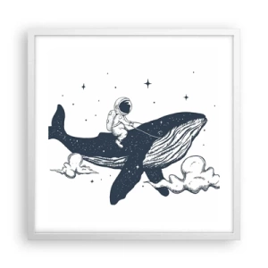 Plakát v bílém rámu - Vesmírné dobrodružství - 50x50 cm
