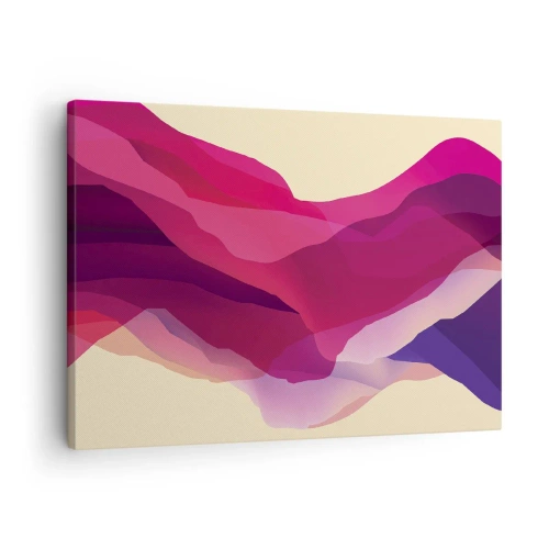 Obraz na plátně - Abstraktní vlny v odstínech fialové a růžové na světlém pozadí - 70x50cm - Vlny fialové - Moderní nástěnná dekorace do obývacího pokoje a ložnice ARTTOR