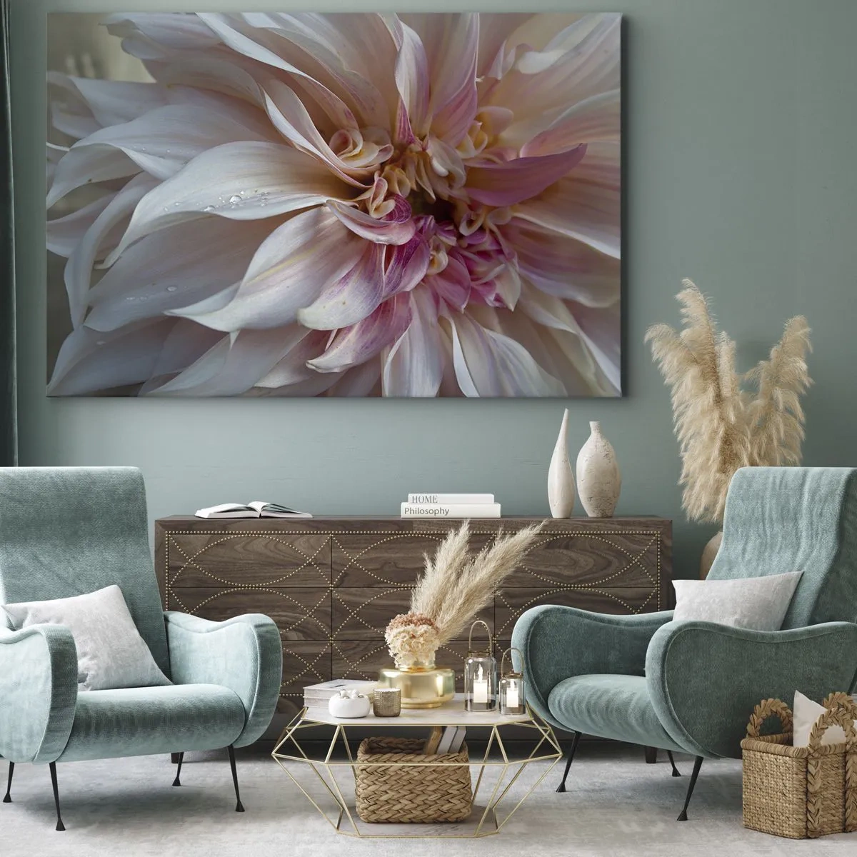 Obraz na plátně - Detail jemných růžových okvětních lístků s kapkami vody - 70x50cm - Kvetoucí svěžest - Moderní nástěnná dekorace do obývacího pokoje a ložnice ARTTOR