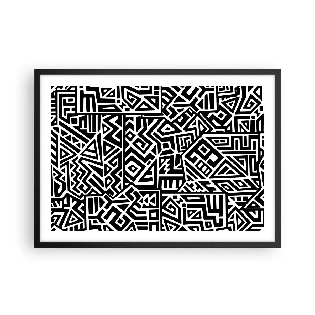 Plakát v černém rámu - Předkolumbovská kompozice - 70x50 cm