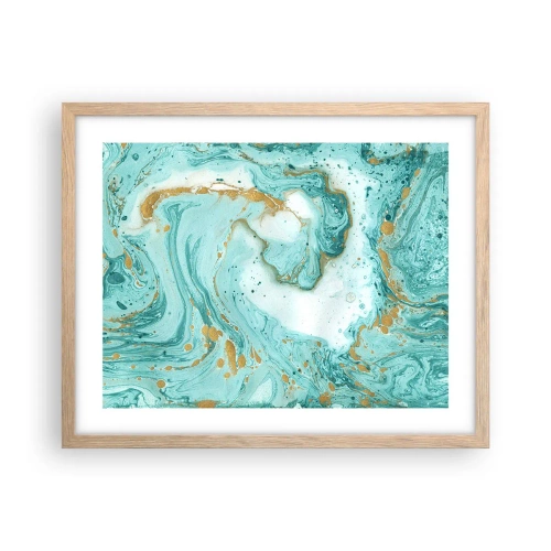 Plakát v rámu světlý dub - Pod velkou vlnou z epochy Edo - 50x40 cm