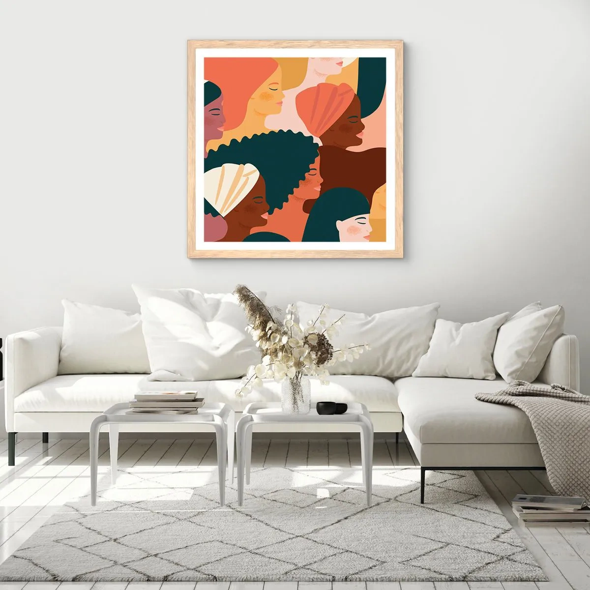 Plakát v rámu světlý dub - Pouze ženskost - 60x60 cm
