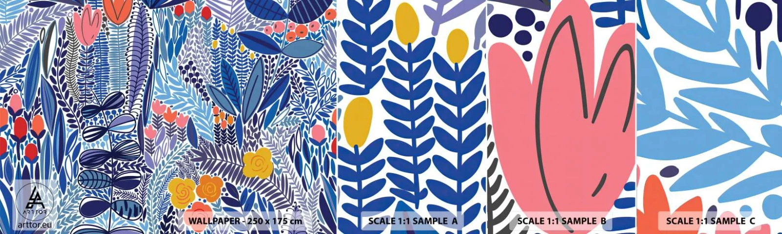 Vzor Fototapety Samolepicí Deluxe Sticker - Havajská zahrada - Květiny, Listy, Louka - 100x30 cm