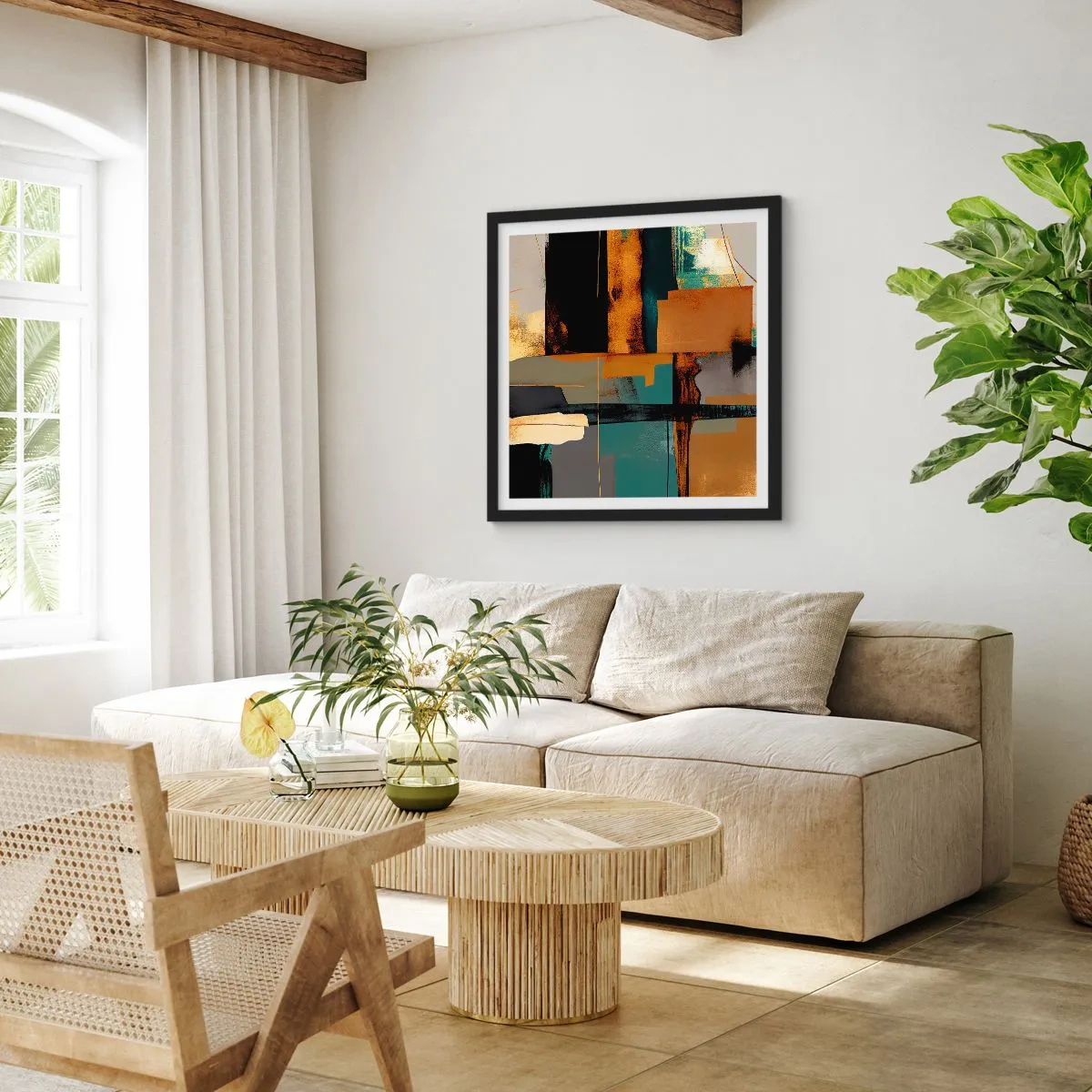 Plakát v černém rámu - Abstrakce – světlo a stín - 50x50 cm