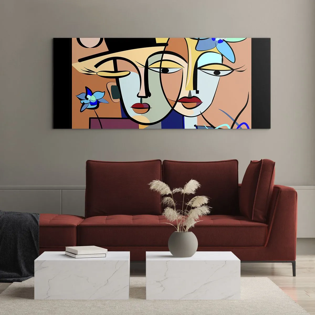 Obraz na skle - Picassovo randez vous - 100x40 cm