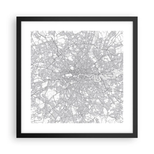 Plakát v černém rámu - Mapa londýnského labyrintu - 40x40 cm