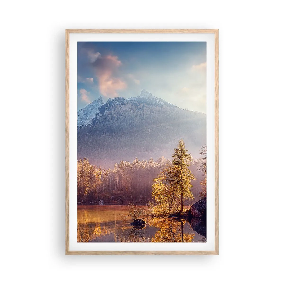 Plakát v rámu světlý dub - V horách a údolích - 61x91 cm