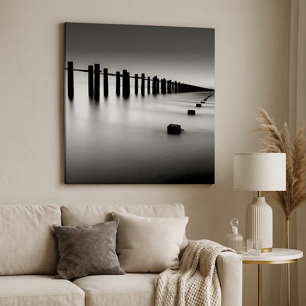 Obraz na plátně - Šedá dálka v mlze - 30x30 cm