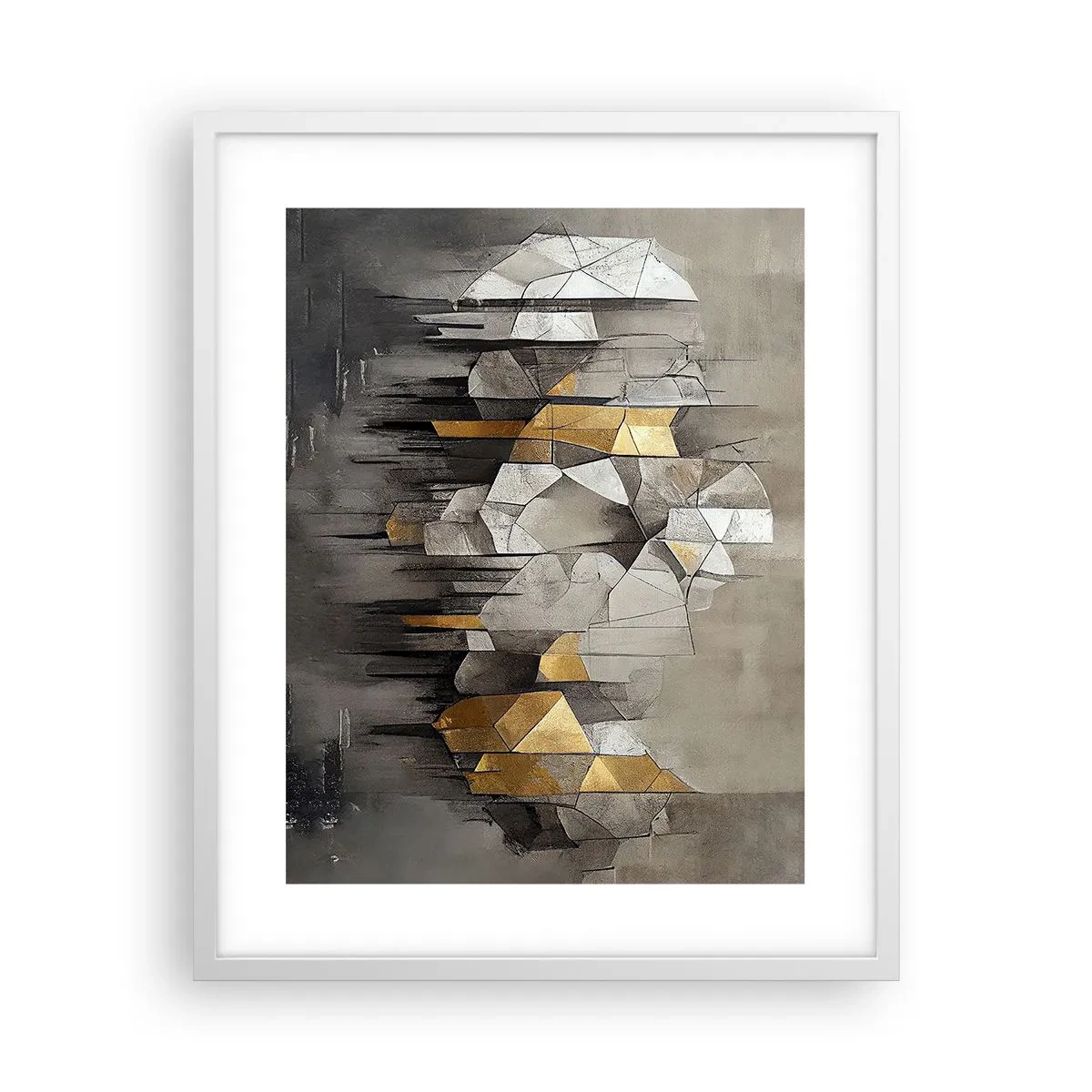 Plakát v bílém rámu - Kompozice z ledu a světla - 40x50 cm