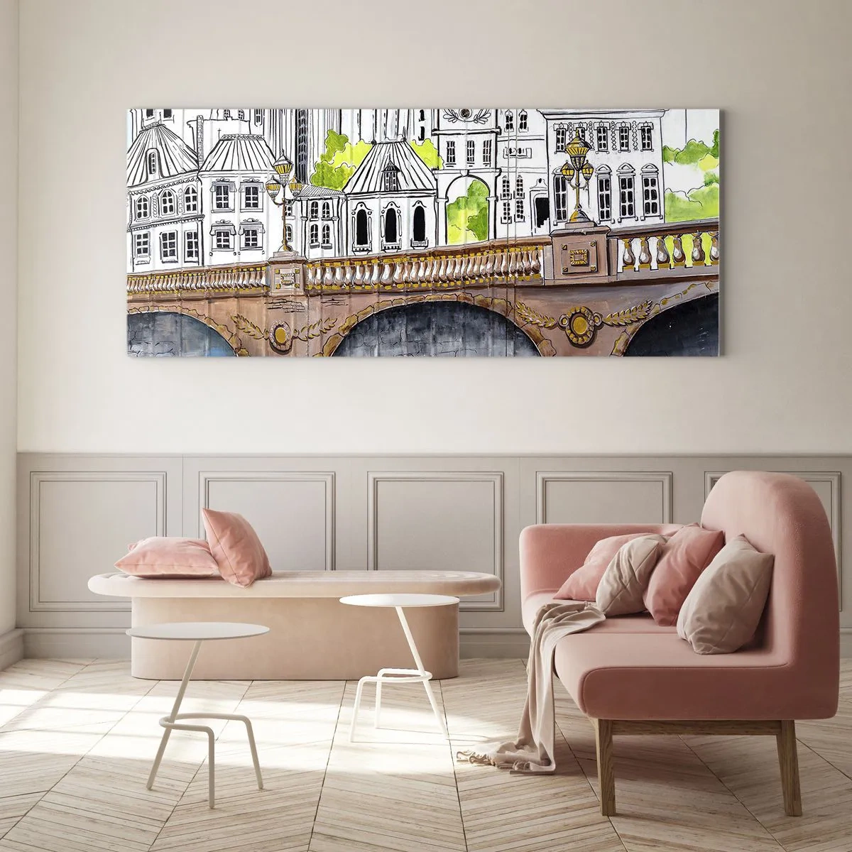 Obraz na skle - Město jako malované - 160x50 cm