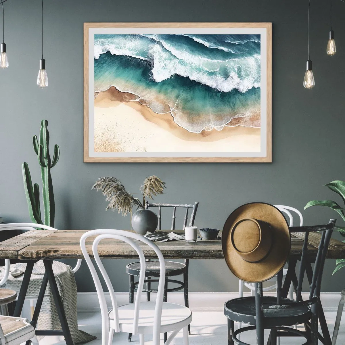 Plakát v rámu světlý dub - Odvěké setkání - 91x61 cm