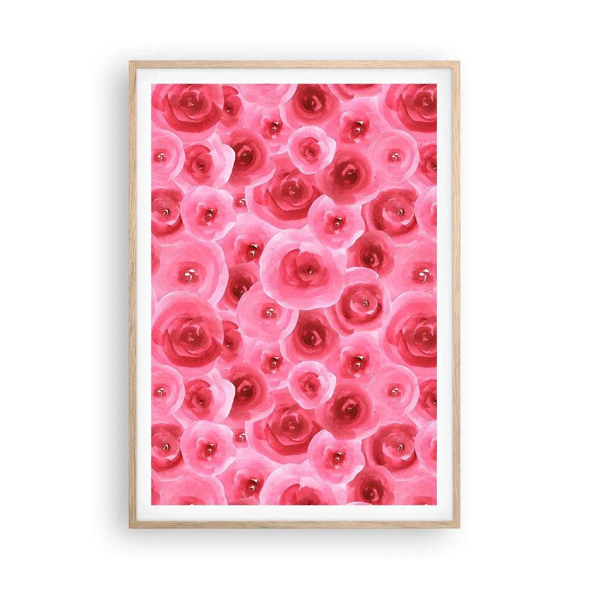 Plakát v rámu světlý dub - Růže dole i nahoře - 70x100 cm