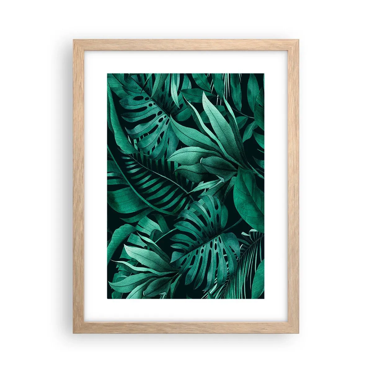 Plakát v rámu světlý dub - Hloubka tropické zeleně - 30x40 cm