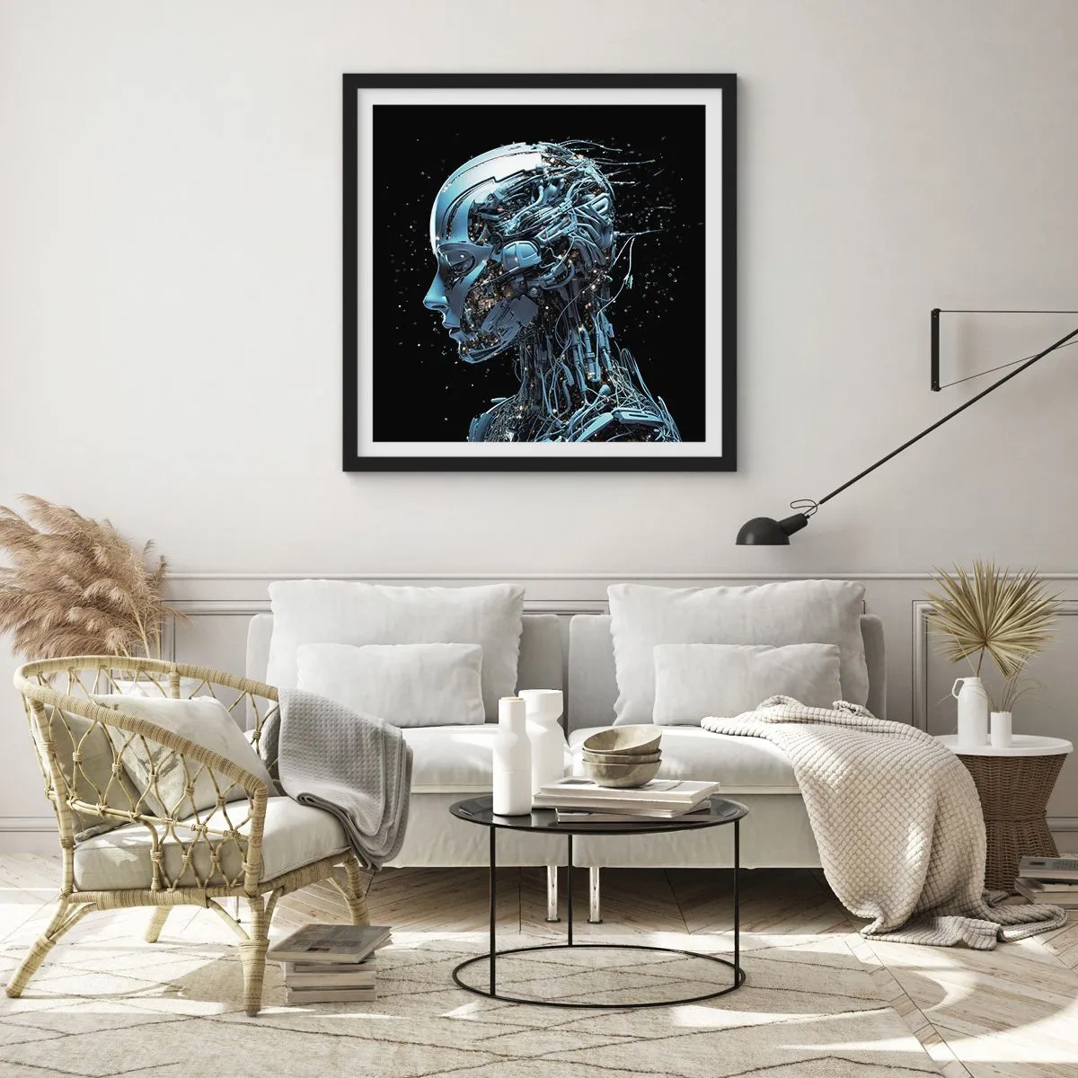 Plakát v černém rámu - Technologie je žena - 30x30 cm