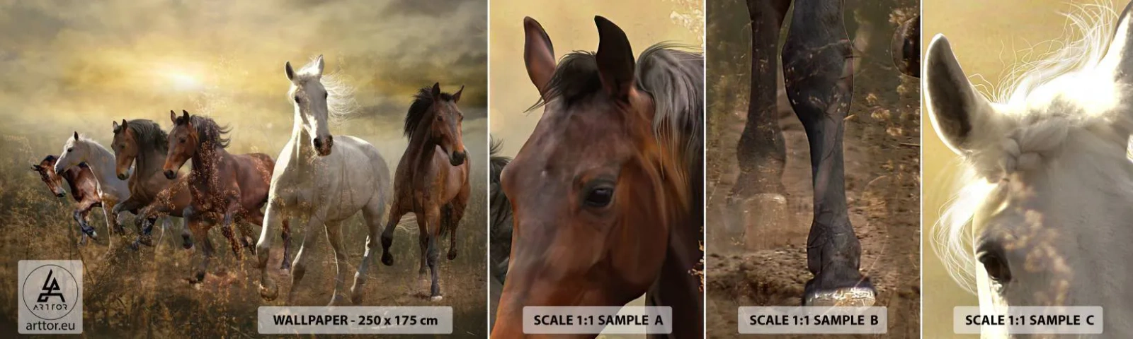 Vzor Fototapety Samolepicí Deluxe Sticker - Ať žije svoboda! - Zvířata, Kůň, Cval - 100x30 cm