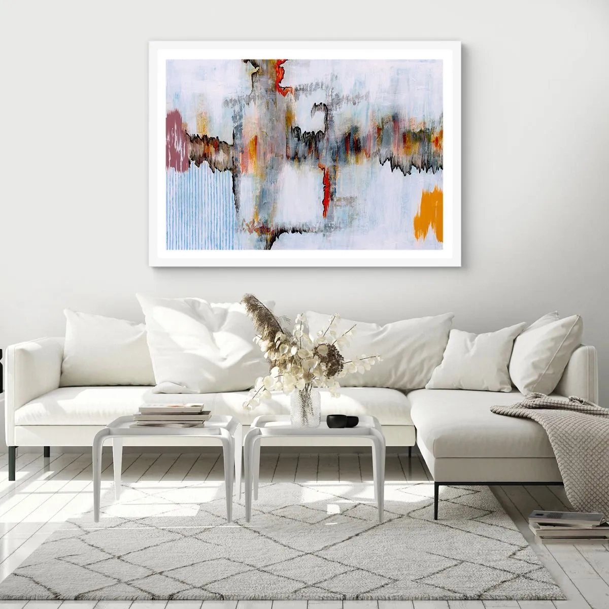 Plakát v bílém rámu - Klackem po vodě - 70x50 cm