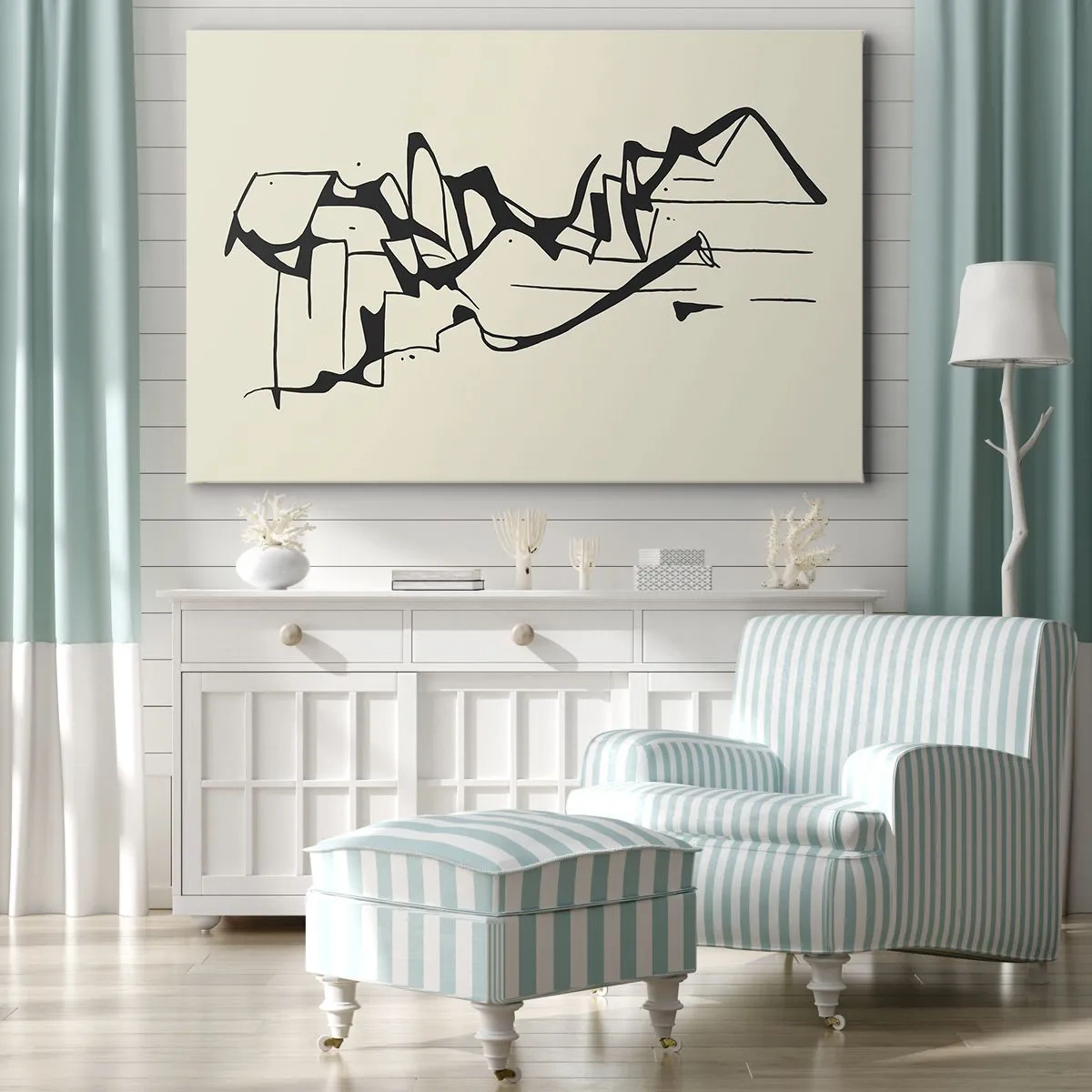 Obraz na plátně - Abstraktní kresba hor v černé a bílé - 70x50cm - Možná krajina - Moderní nástěnná dekorace do obývacího pokoje a ložnice ARTTOR