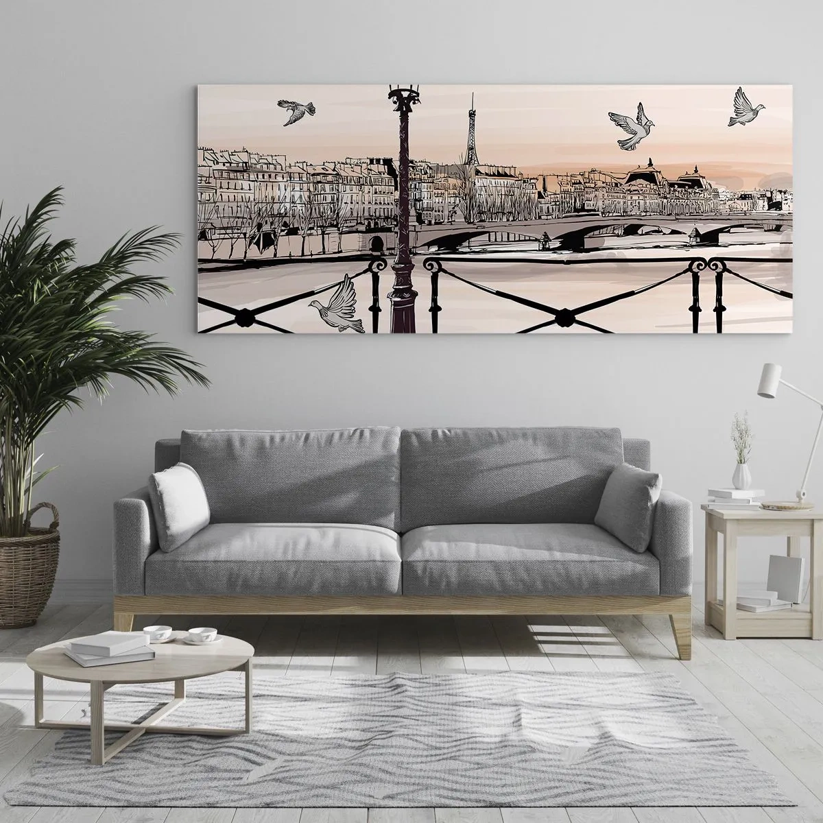 Obraz na skle - Nad střechami Paříže - 100x40 cm