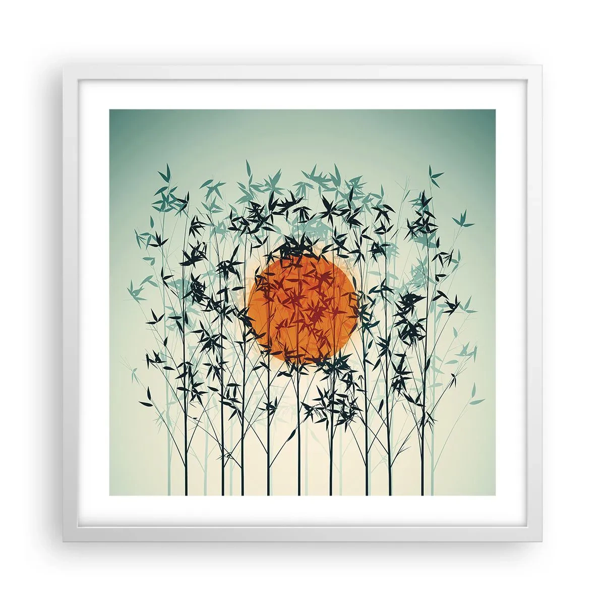 Plakát v bílém rámu - Japonské slunce - 50x50 cm