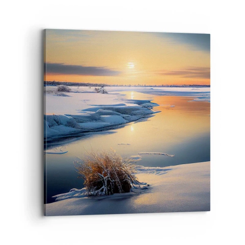 Obraz na plátně - Zimní západ slunce - 70x70 cm