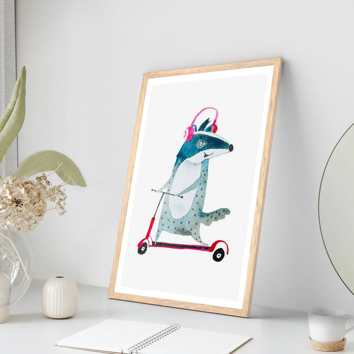 Plakát v rámu světlý dub - Jezevčí radosti - 40x50 cm