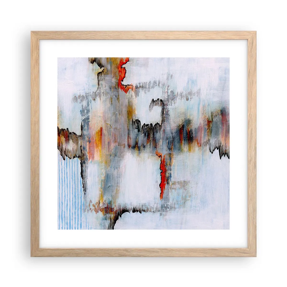 Plakát v rámu světlý dub - Klackem po vodě - 40x40 cm
