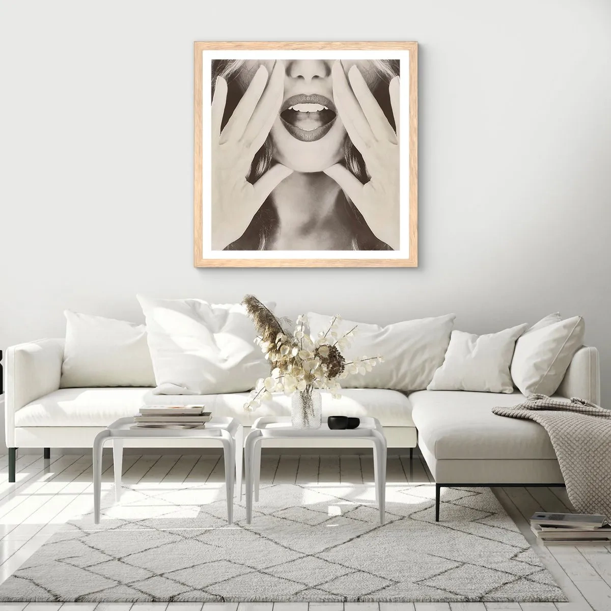 Plakát v rámu světlý dub - Už jdu! - 60x60 cm