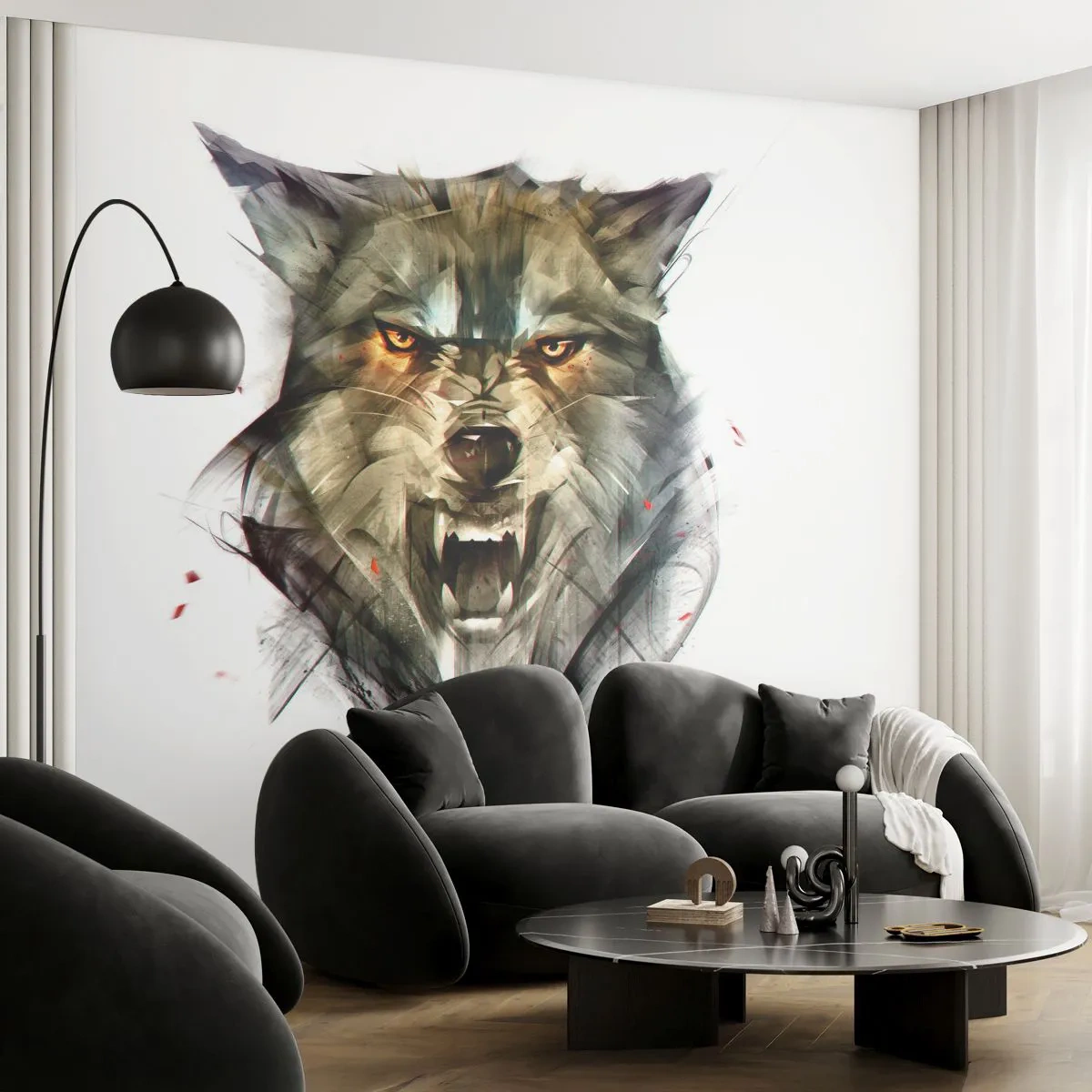 Fototapeta Samolepicí Deluxe Sticker - Ani krok! - Abstrakce, Zvířata, Vlk - 250x175 cm