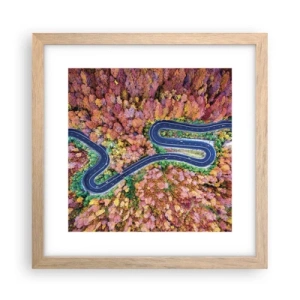 Plakát v rámu světlý dub - Klikatá cesta lesem - 30x30 cm