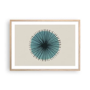 Plakát v rámu světlý dub - Zářící modrá - 70x50 cm