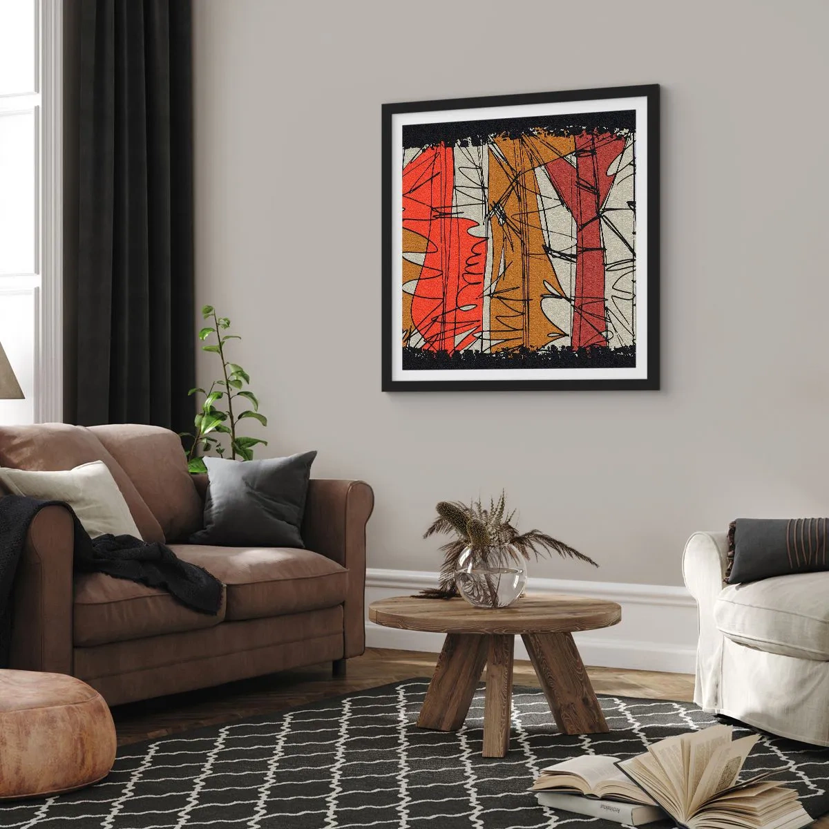 Plakát v černém rámu - Spontánní kompozice - 40x40 cm